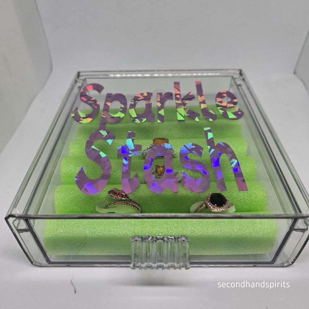 Sparkle Stash Acrylic Ring Holder – Neon Display Box for Jewelry Storage Bonus